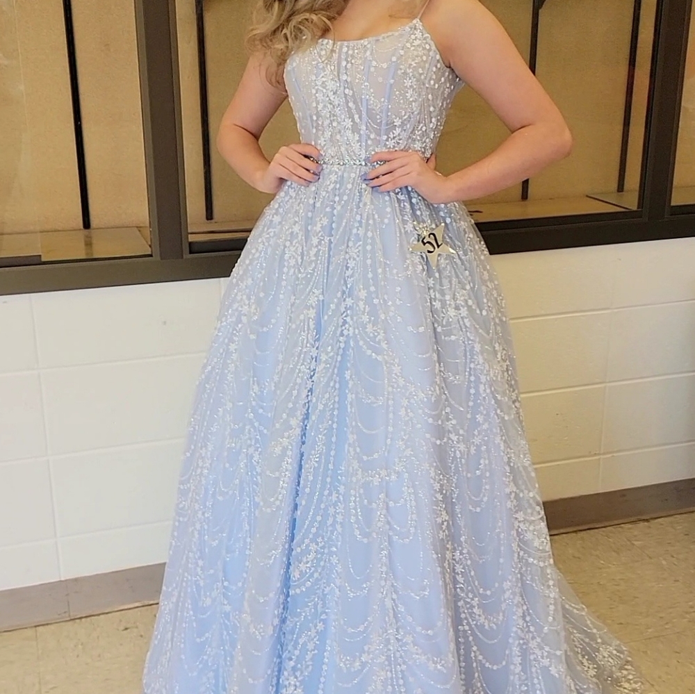 Sherri Hill Light Blue Pageant Prom Ballgown Dress